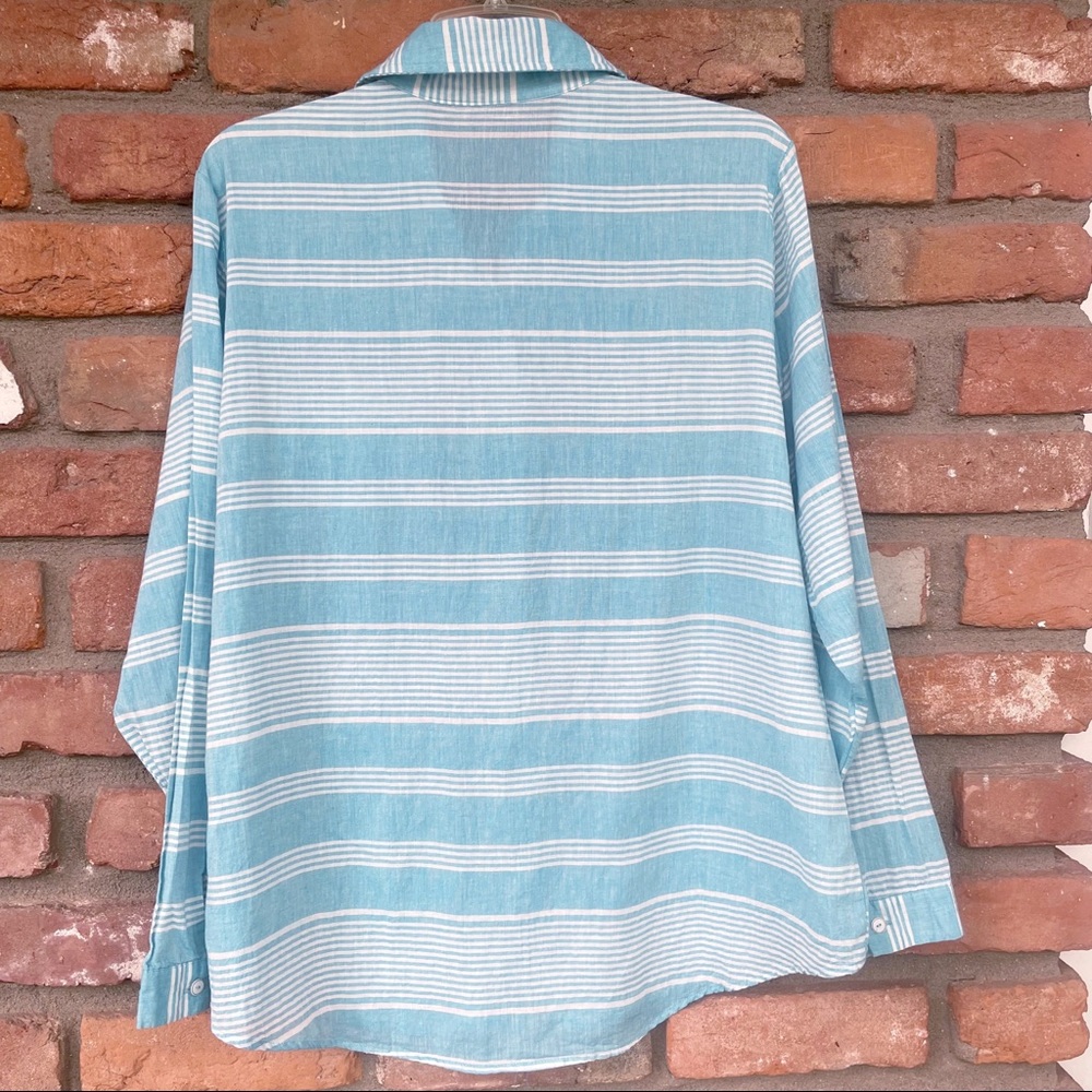 Lightweight Cotton Lili’s Closet Striped Button Down Shirt Top Size Large - Picture 6 of 9